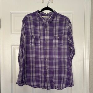 Purple Plaid Button-Up Shirt